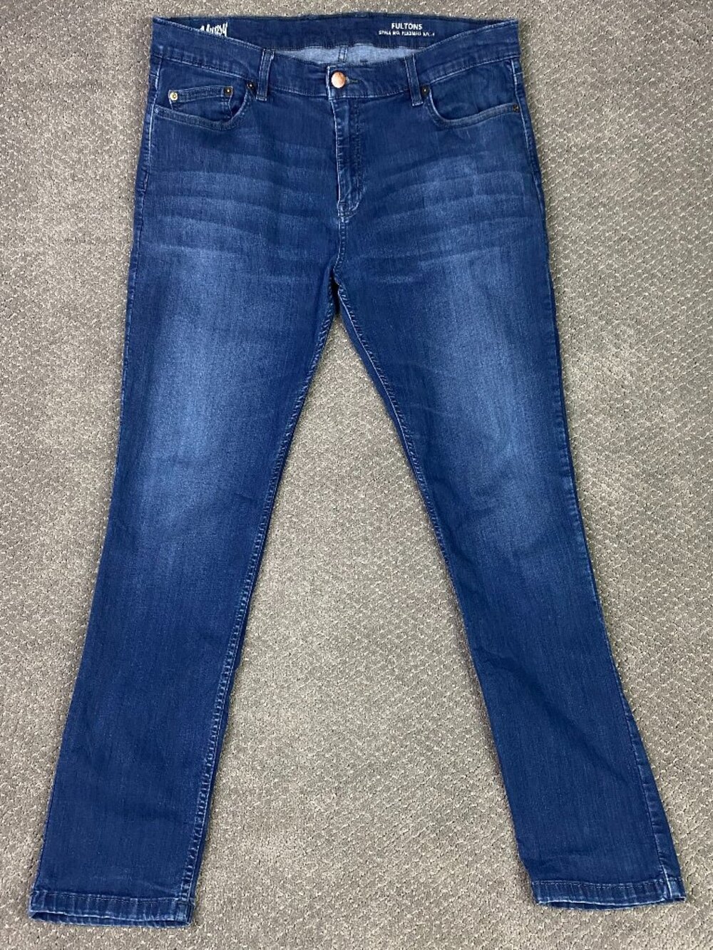 Mugsy Fultons Jeans Mens 40x34 Measures 38x33 Blue Stretch 5 Pocket Denim